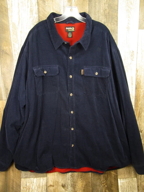 Guide Series Shirt Mens 3XL Blue Corduroy Fleece Lined Button Up Jacket Shacket