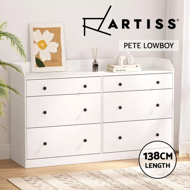 Artiss 6 Chest of Drawers Dresser Tallboy Storage Cabinet Bedroom White PETE