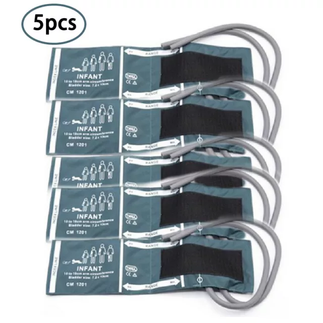 5 pack-Reusable Infant Double-tube Blood Pressure Cuff 10-19cm Arm Circumference