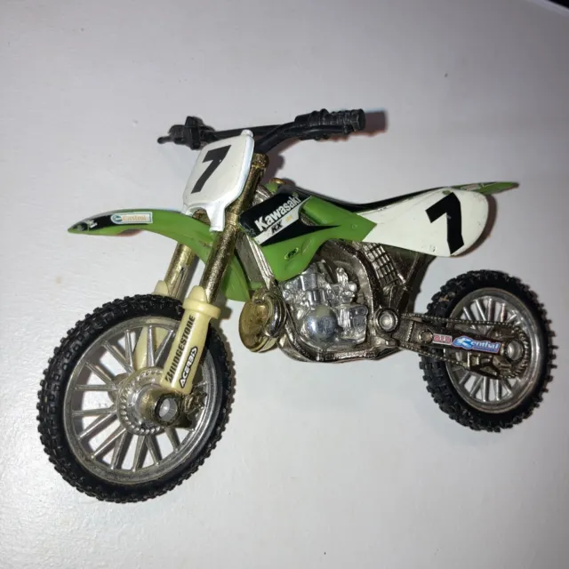 Kawasaki KX250 dirt bike diecast model toy #7 Renthal Lime Green Motorcross