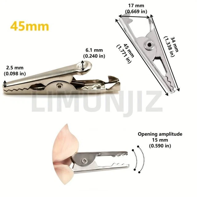 10 x abrazaderas de cocodrilo mini abrazadera clip de cocodrilo muy fuerte 45 mm