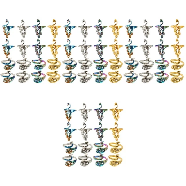 64 piezas Anillo de dedo bohemio Anillos guía de hilo Bohemio Adorno de tejido Adorno Ajustable