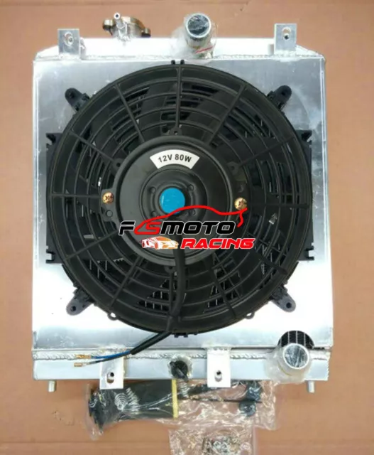 Radiador de aluminio de 28 mm + funda + ventilador para honda civic EK EG D15 D16 1992-00 MT