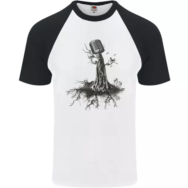 Micrófono Árbol Música Canto Cantante Hombre S/S Camiseta de Béisbol