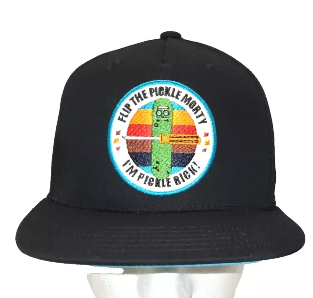 Gorra de béisbol Rick and Morty Flip the Pickle Flat Bill negra a presión