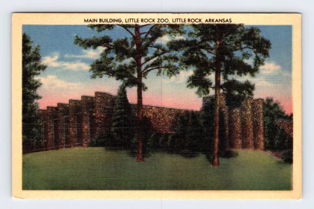 Main Building Little Rock Zoo Little Rock Arkansas Vtg Linen Postcard SAL12