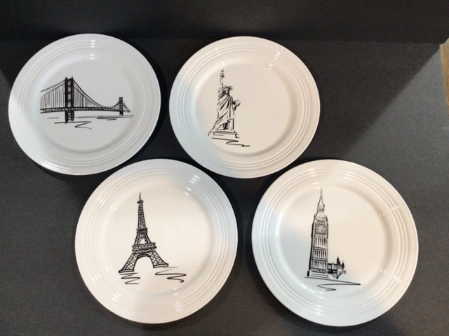 Lenox Tin Can Alley 9 1/4” Plates Statue of Liberty Big Ben, Golden Gate, Eiffel Lenox Tin Can Alley 9 1/4” Plates Statue of Liberty Big Ben, Golden Gate, Eiffel