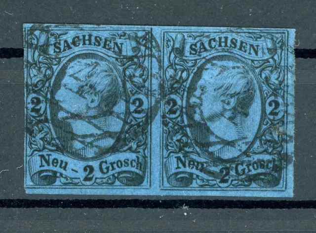 Sachsen: Mi.Nr.10a Paar gestempelt "4". Mi: 70,-