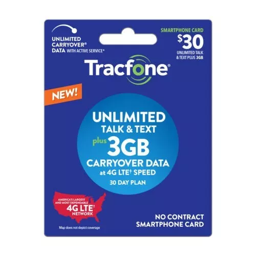 Tracfone $30 Unlimited Talk &Text + 3GB Data 30-Day Plan [Email Delivery]
