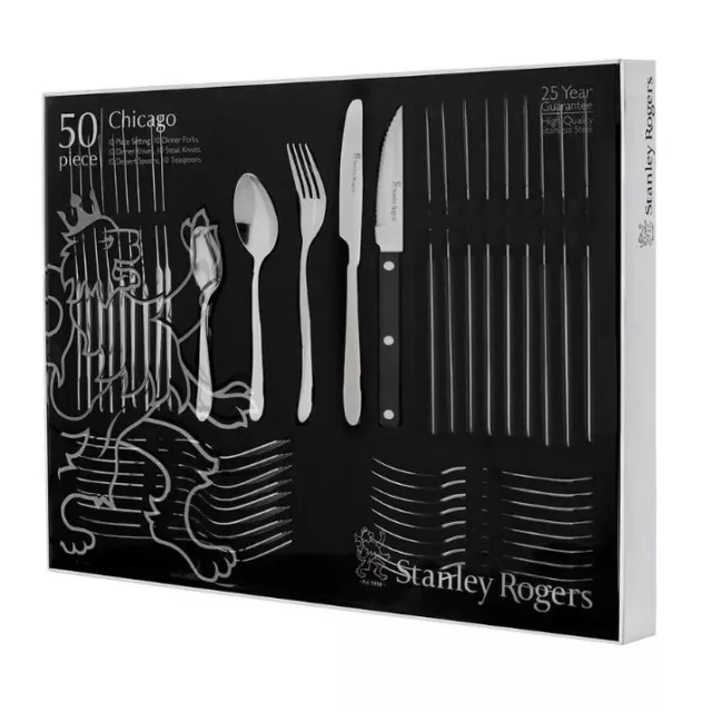 100% Genuine! STANLEY ROGERS Chicago 50 Piece Cutlery Set S/S! RRP $329.00!