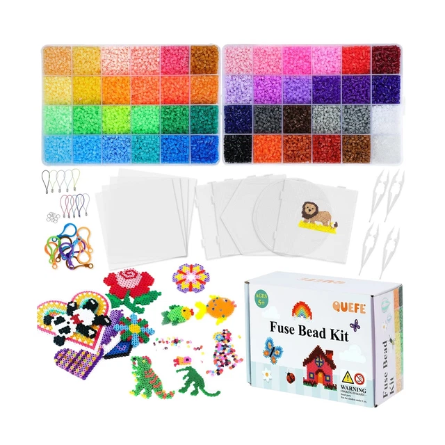 Quefe 25000 Mini Fuse Beads Kit, 2.6mm Beads, Tiny Melty Beads in 48 Colors f...