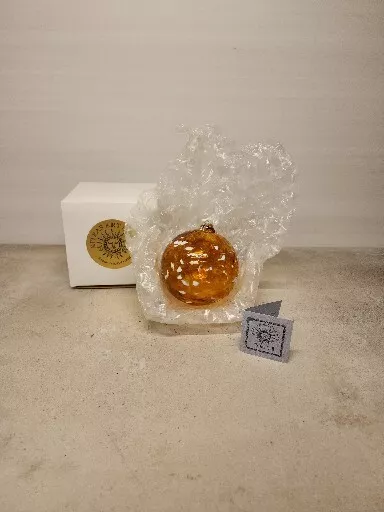 U3 Kitras Art Glass Vintage 5” Orange Calico Friendship Window Ornament
