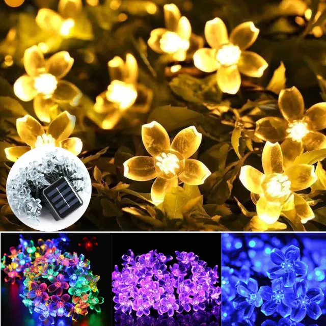 50 100LED Solar Power Fairy String Lights Garden Outdoor Party Xmas Flower Light