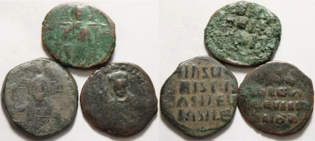 Lot 3 Genuine ancient BYZANTINE coins follis Constantine X/Nicephorus II Phocas 3