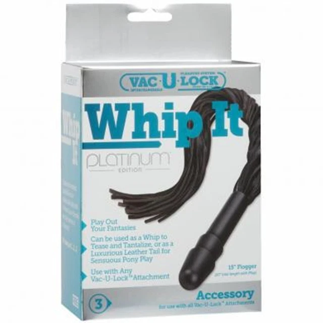Frusta Vac U Lock platino pelle whip it flogger nera RV1
