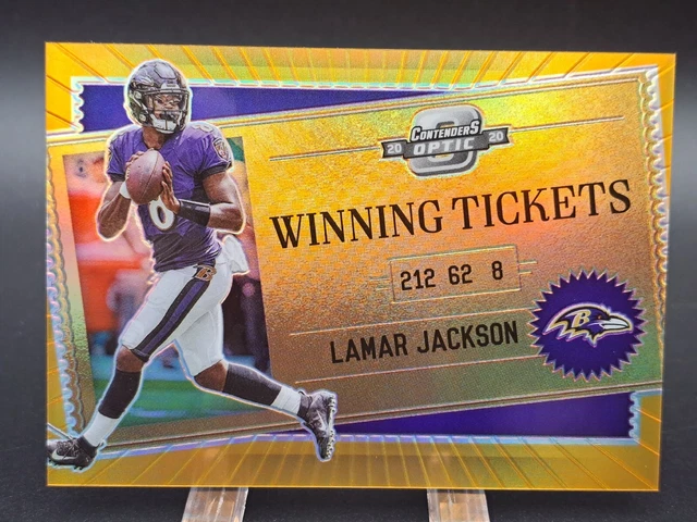 2020 Panini Contenders Optic: Lamar Jackson (#WT4) Orange Prizm 44/50