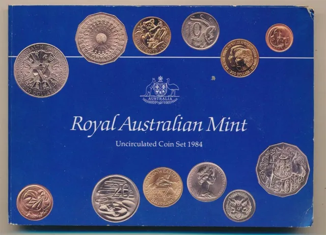 Australia: 1984 Uncirculated set  inc Rare 20c Cat $45, Clear Plastic, SCARCE