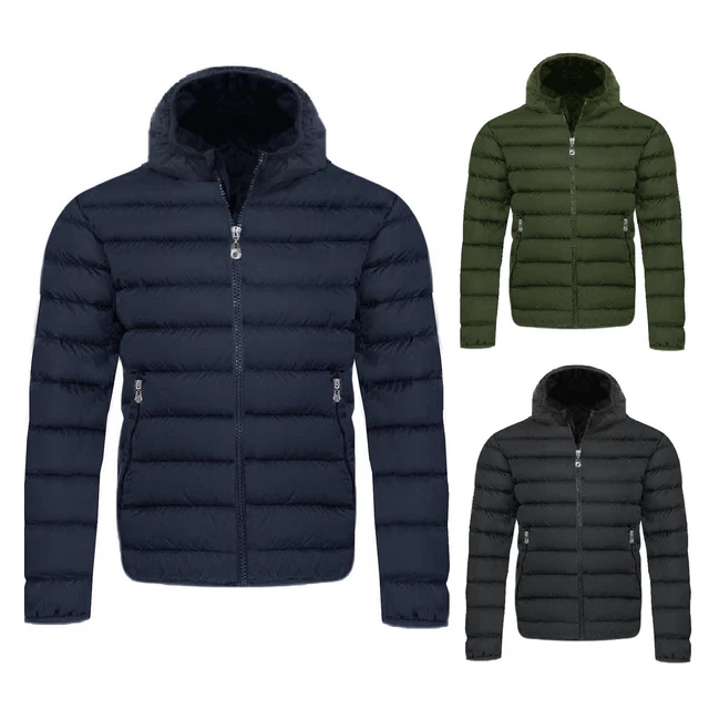 Giubbotto Uomo Invernale Cappuccio Imbottito Giubbino Casual Piumino 200 Grammi
