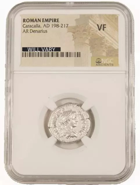 NGC VF  Silver Denarius of Caracalla AD 198-217 Roman Ancient