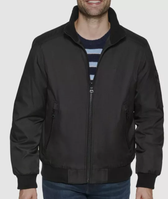 $195 Calvin Klein Men's Black Classic Ripstop Bomber Coat Jacket Size M