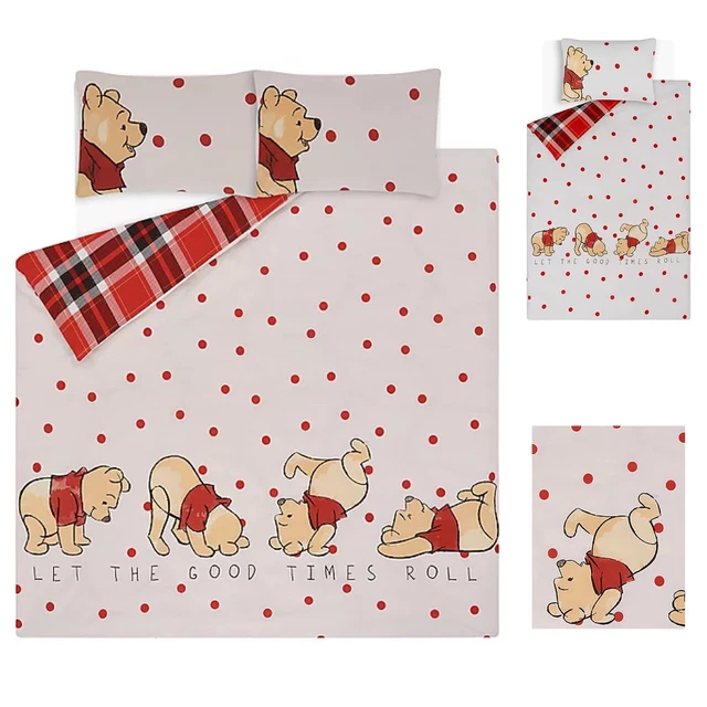 DISNEY TUMBLING WINNIE The Pooh Single or Double Duvet Cover Sets Red