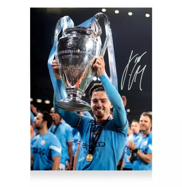 Jack Grealish Signed Manchester City Photo: 2023 UEFA Champions League Winner