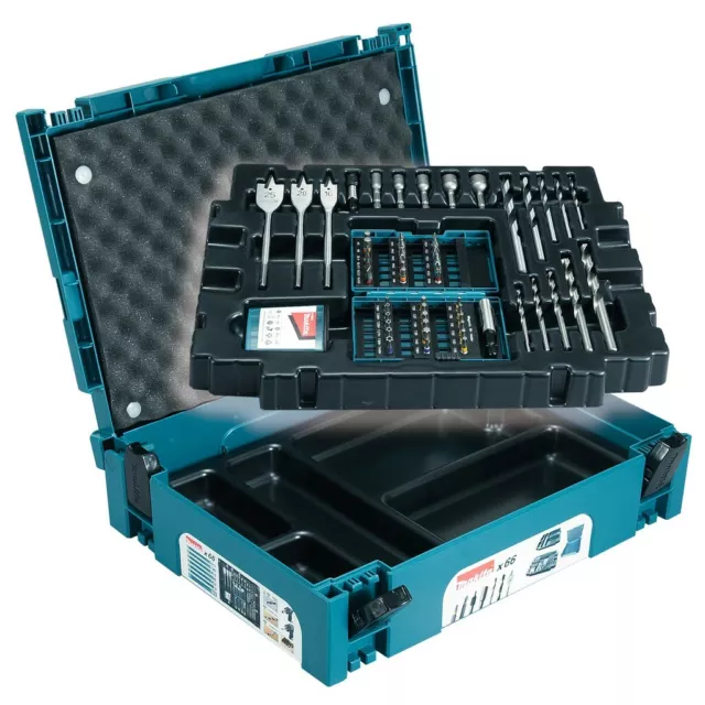 Makita Bohrer-Bit-Set 66-tlg Makpac B-43044  Bithalter Steckschlüssel Holzbohrer