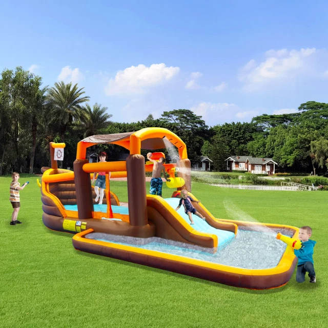 Inflatable Big Bounce House Playground Backyard Slide Water Park Bouncer with Inflatable Big Bounce House Playground Backyard Slide Water Park Bouncer with