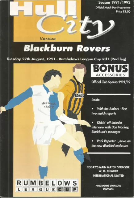 1991/92 Hull City v Blackburn Rovers League Cup