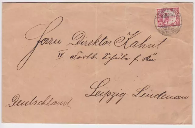901628 seltener Brief Tsingtau Kiautschou China nach Leipzig 1907