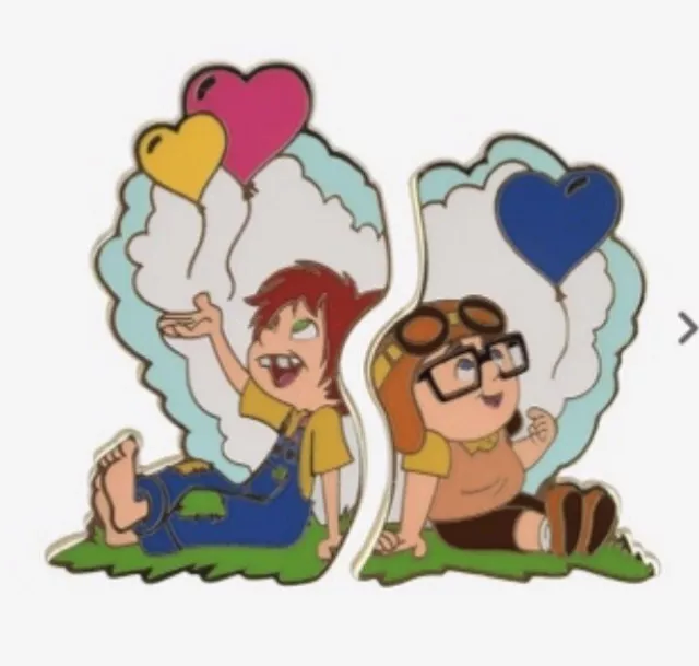 DISNEY PIXAR UP Carl & Ellie Pin Set Couples Heart Love Cloud Balloons ...