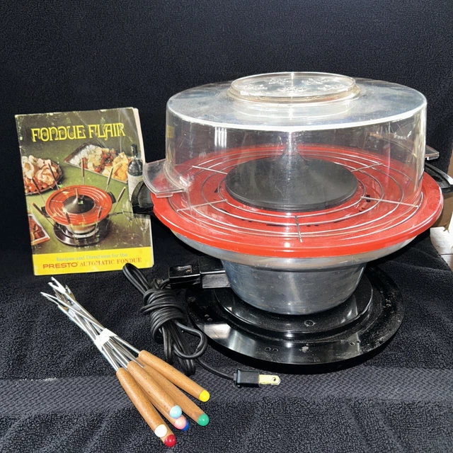 VINTAGE 1973 PRESTO Automatic Fondue Pot With Skewers And Manual Tested