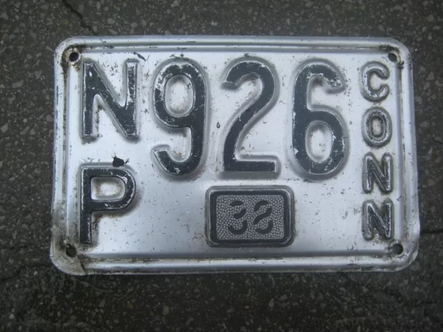 American Usa Connecticut Vintage 1938 # Np 926 Rare Number Plate