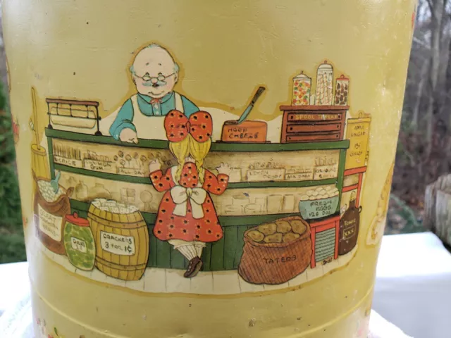 Antique 20" Dairy Milk Can W / Lid Meadow Sweet Farm Art Hand Painted Vintage