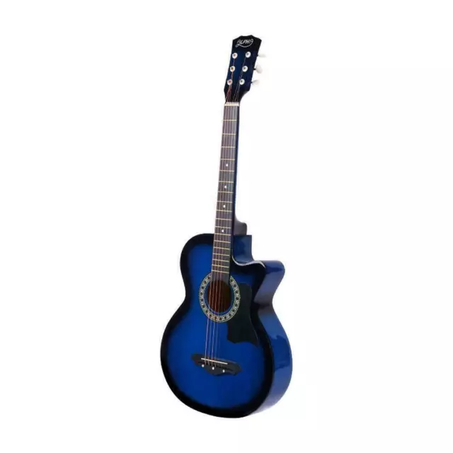 Alpha Guitar 38” Inch Full-Size Acoustic Wooden Folk Classical Cutaway Blue 3