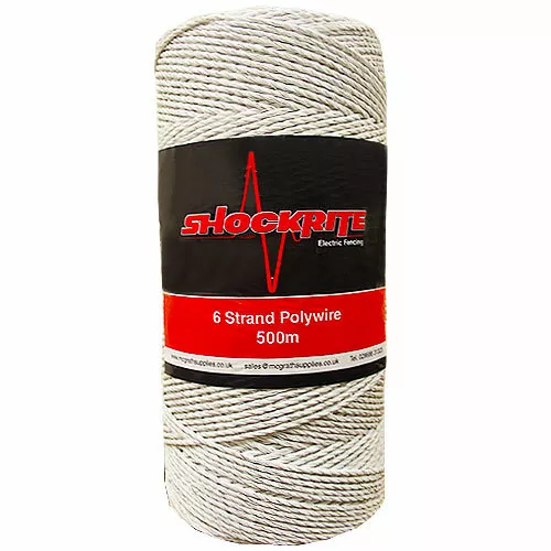 500m x 2.5mm 6 Strand Electric Fence Energiser Fencing Fencer White Poly wire