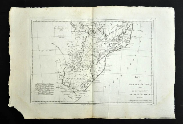 SUD DEL BRASILE (2eme mappa) mappa Geografica vecchia Old Antic Mappa