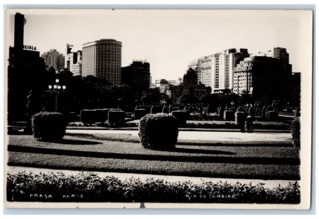 Rio de Janeiro Brazil Postcard Paris Square Cutted Leaf Design c1920s RPPC Photo