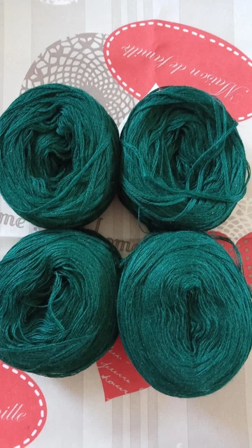 Pelote De Laine Polyester Vert 200g - Environ 80 Mètres, Occasion, Pour Tricot Ou Pompons