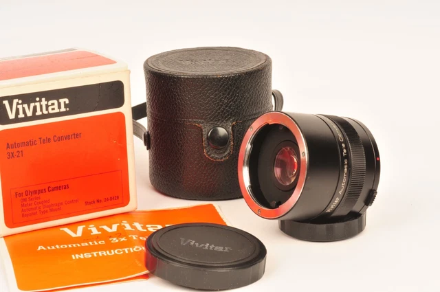 Vivitar 3x21 Auto Teleconverter for Olympus OM with Case caps & Box