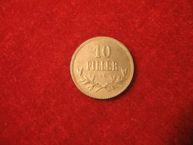 10  filler,1918 . aUnc. / Unc.   Hungary.  Rare date. Iron.