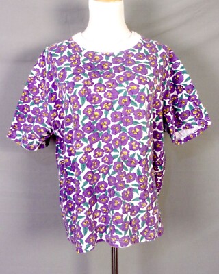 Vintage 80s 90s Westbound Rétro Femmes Occupée Floral T-Shirt Haut Violet Sz M