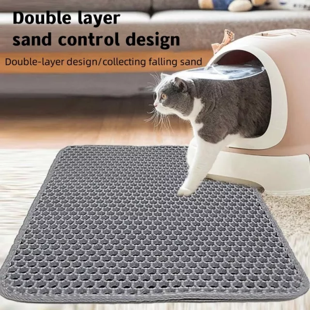 Non-slip Cat Litter Mat Double Layer Cat Litter Tray Mat Toilet Pad Easy Clean