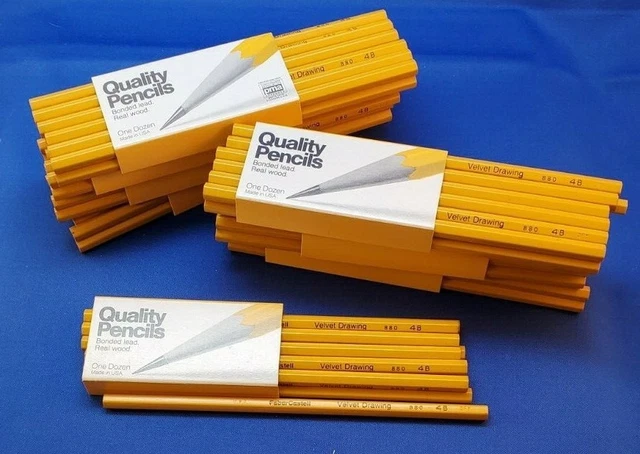(12) Vintage Unused NOS Faber Castell VELVET Drawing PENCILS 1-Dozen 880 4B NEW