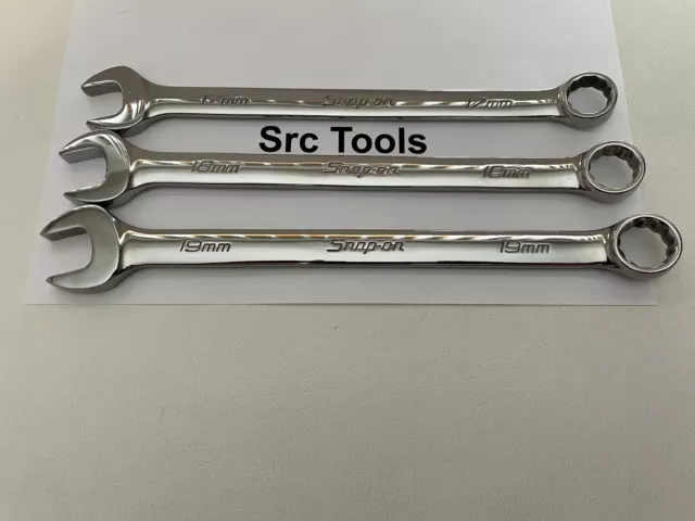 Snap-on Outils USA Neuf 3pc Métrique Standard Chrome Combo 17mm-19mm Clé Set