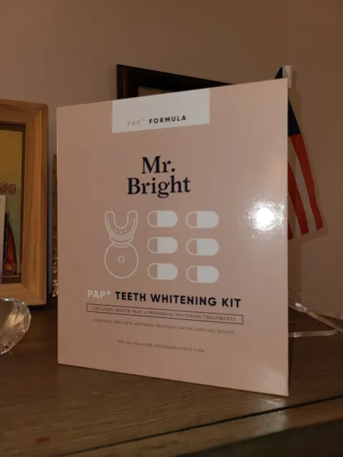 Mr. Kit de blanqueamiento dental brillante PAP + luz LED, bandeja bucal, 6 tratamientos blanqueadores