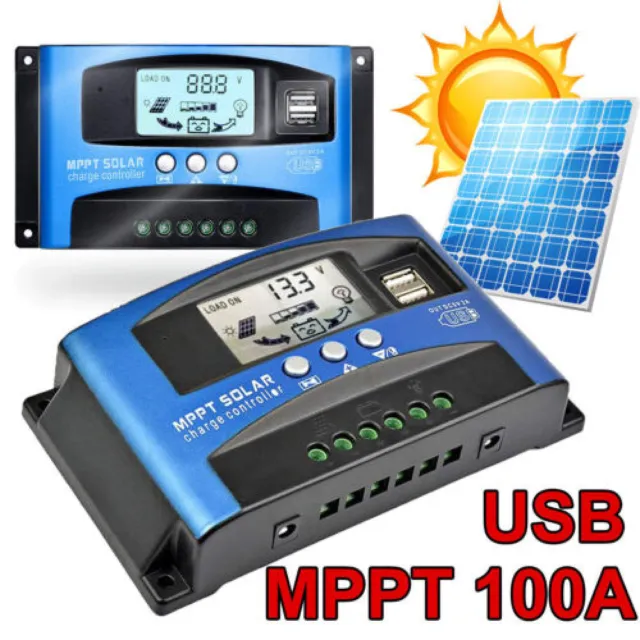 Caricabatterie solare 100 A MPPT controller pannello regolatore Daul USB digitale LCD 12V-24V