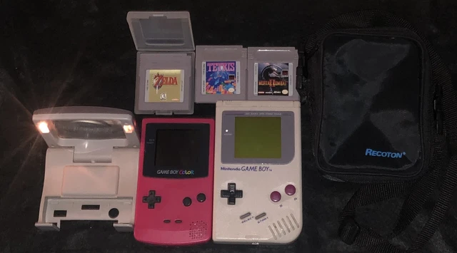 Nintendo Gameboy Color Lot (2) Berry Pink Games Zelda Tetris Mk2 Tested See Pics