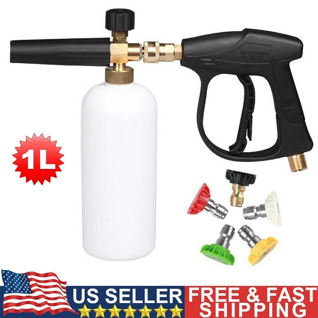 1/4" Snow Foam Pressure Washer Gun Car Wash Soap Lance Cannon Spray Jet Bottle