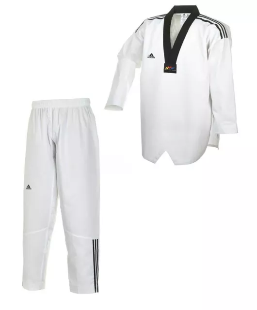 Adidas TAEKWONDO ANZUG, ADI CLUB 3 STRIPES, SCHWARZES REVERS. Taekwondoanzug